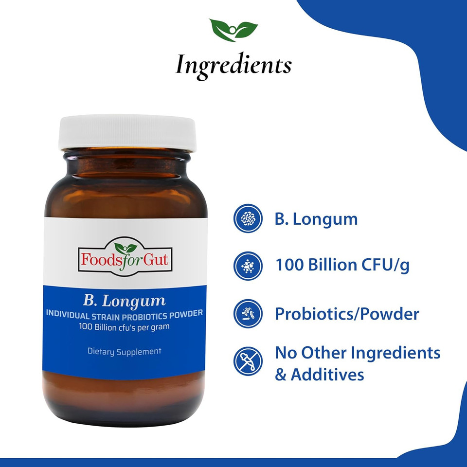 Bifidobacterium Longum Probiotic Powder 100 Billion Cfu'S | Made In Usa | No Additives | Digestive & Immune Support | High Potency | B. Longum | 100 Grams (3.52 Oz)