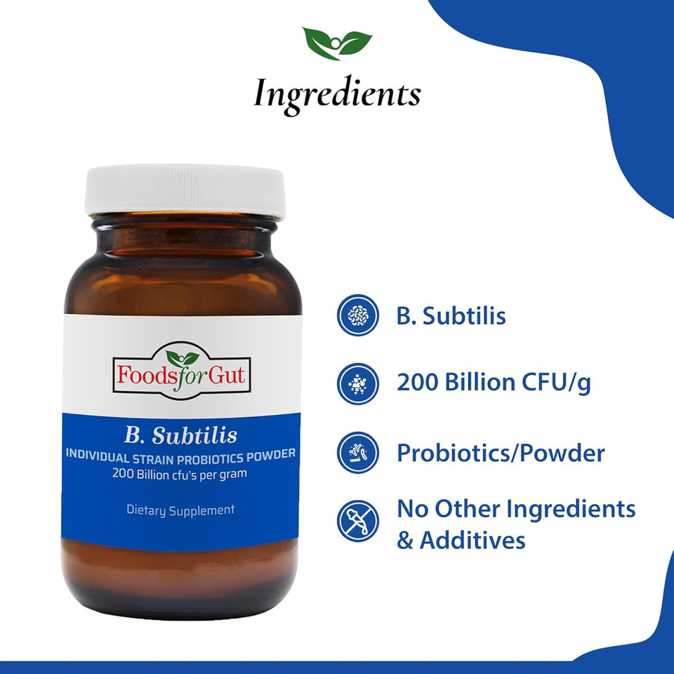 Bacillus Subtilis Probiotic Powder 200 Billion Cfu'S | No Additives | Digestive & Immune Support | High Potency | B. Subtilis | 30 Gram (1.05 Oz)