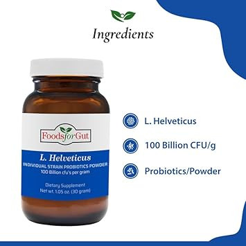 Lactobacillus Helveticus Probiotic Powder 100 Billion Cfu'S | No Additives | Digestive & Immune Support | High Potency | L. Helveticus | 30 Grams (1.05 Oz)
