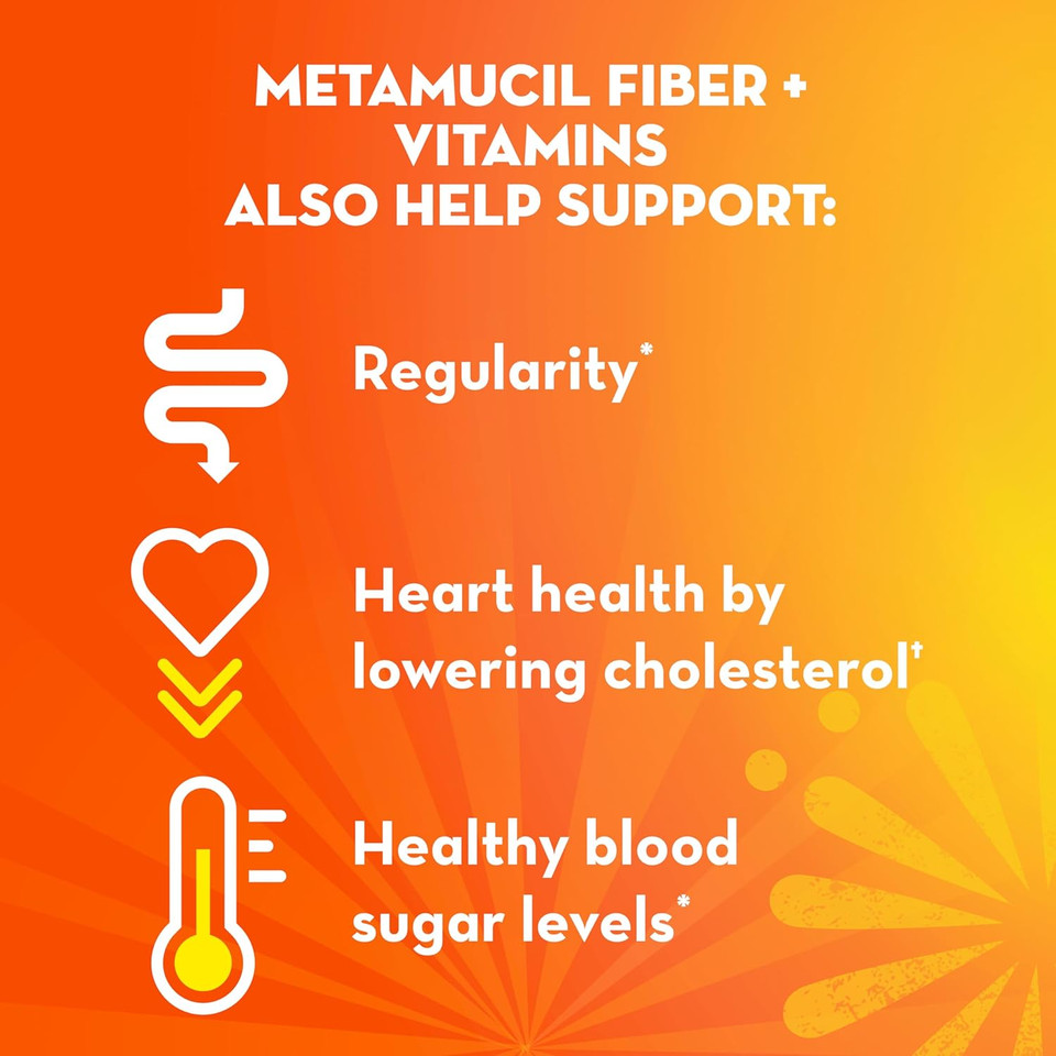 Metamucil Sparkling Fiber Supplement + Vitamins, Plant Based Psyllium Husk Powder With Vitamins C, D & B12, Daily Fiber Supplement For Digestive Health, Citrus Flavored, Sugar-Free, 90 Servings