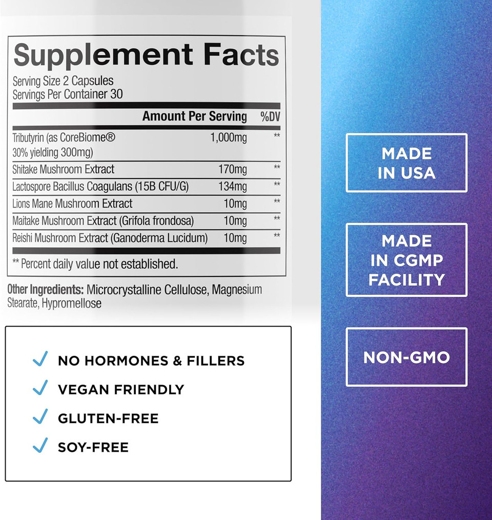 Dr. Emil Nutrition Total Gut Health Complex - Prebiotic, Probiotic & Postbiotic Supplement - Supports Digestive Health, Bloating & Gut Balance - Non-Gmo & Soy-Free - 60 Capsules