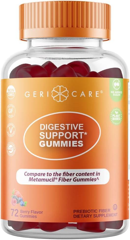 Gericare Prebiotic Digestive Support Gummies  Berry Flavor, 72 Count, Plant-Based Fiber For Gut Health & Regularity, Non-Gmo, Gluten-Free, Vegan, Fiber Supplement To Supports Regular Digestion