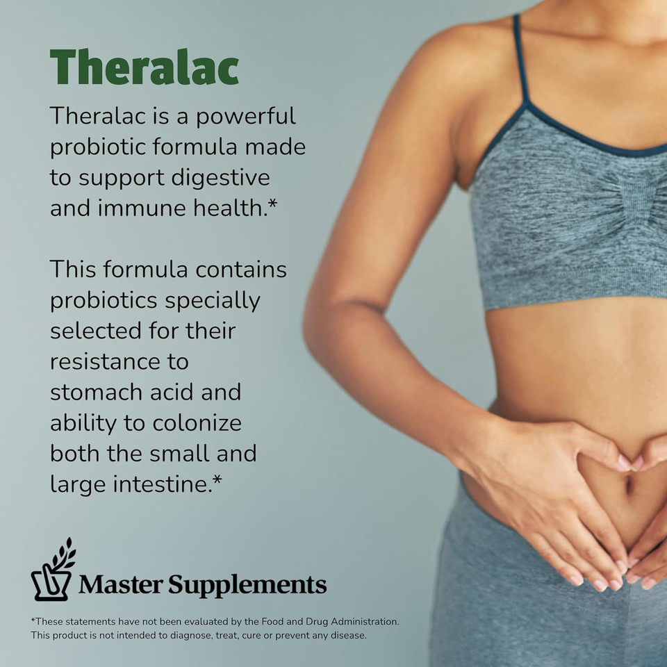 Master Supplements Theralac - 30 Capsules - Multi-Strain Probiotic For Optimal Gut Health + Gas & Bloating Relief - Gluten Free - 30 Servings
