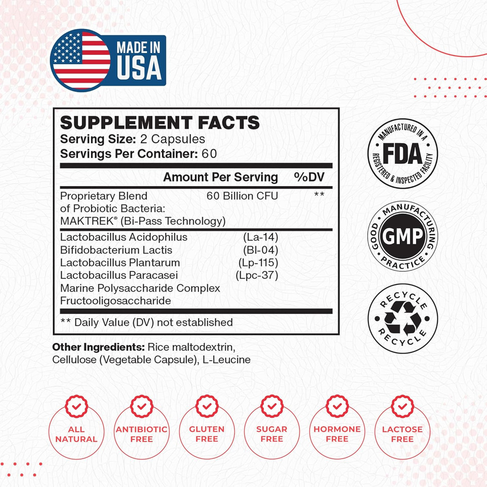 Lactobacillus Casei 75 Billion Cfu'S + 4 Strain Probiotic Capsules 300 Billion Cfu'S | Bundle & Save | L. Casei Powder No Additives | Digestive & Immune Support | Made In Usa | High Potency