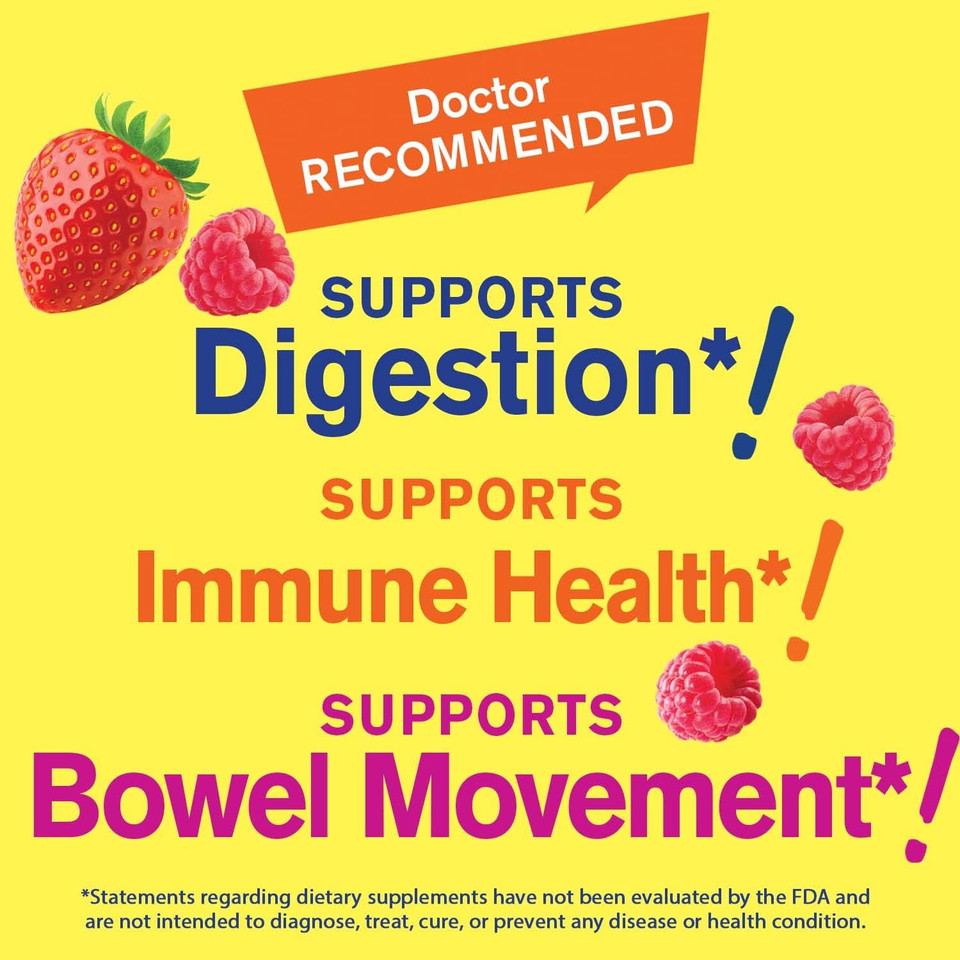 Prebiotic Fiber Gummies (2 Pack)- Digestive System Support, Doctor Recommended, Can Help For Constipation - Vegan Friendly And Gluten-Free, Gmo Free - Yummy Berry Flavors - 60 Gummies