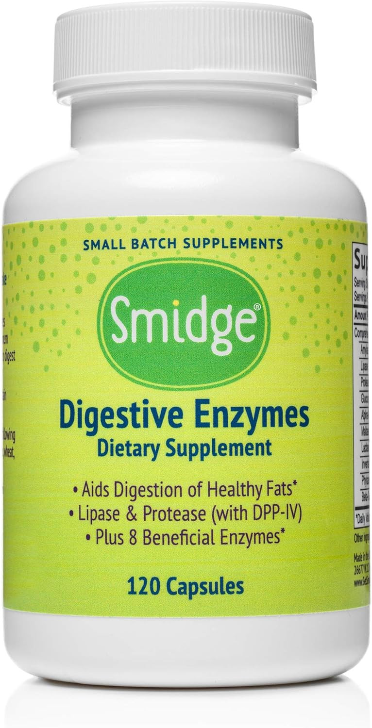 Smidge® Digestive Enzymes  Comfy Digestion  Lipase & Protease  120 Capsules