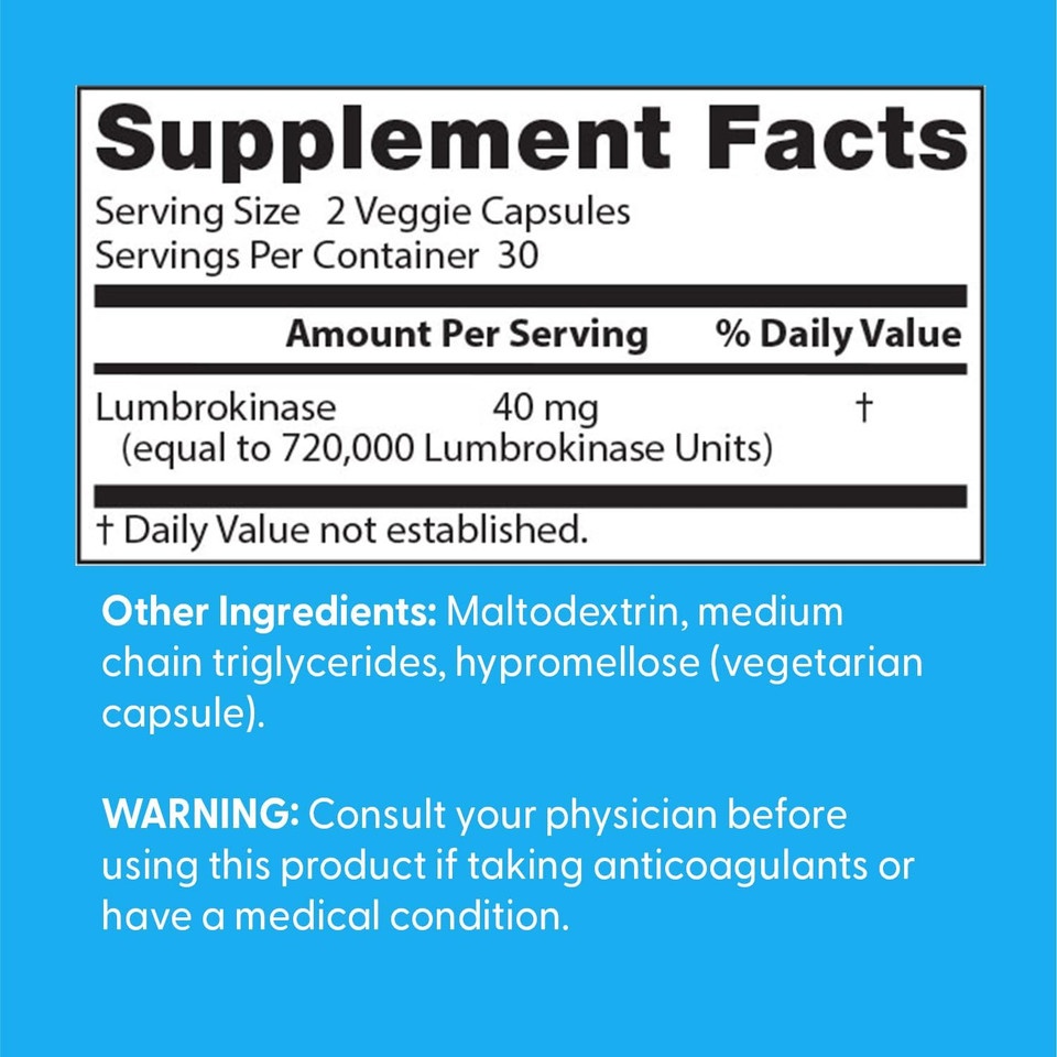 Doctors Best Lumbrokinase, Supports Heart Function, 720,000 Units Per Serving, 60 Veggie Caps