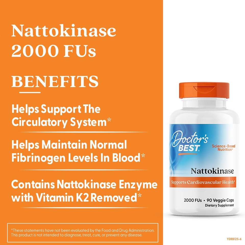 Doctors Best Nattokinase, 2000 Fus, Supports Cardiovascular Health, Non-Gmo, Vegan 90 Veggie Caps