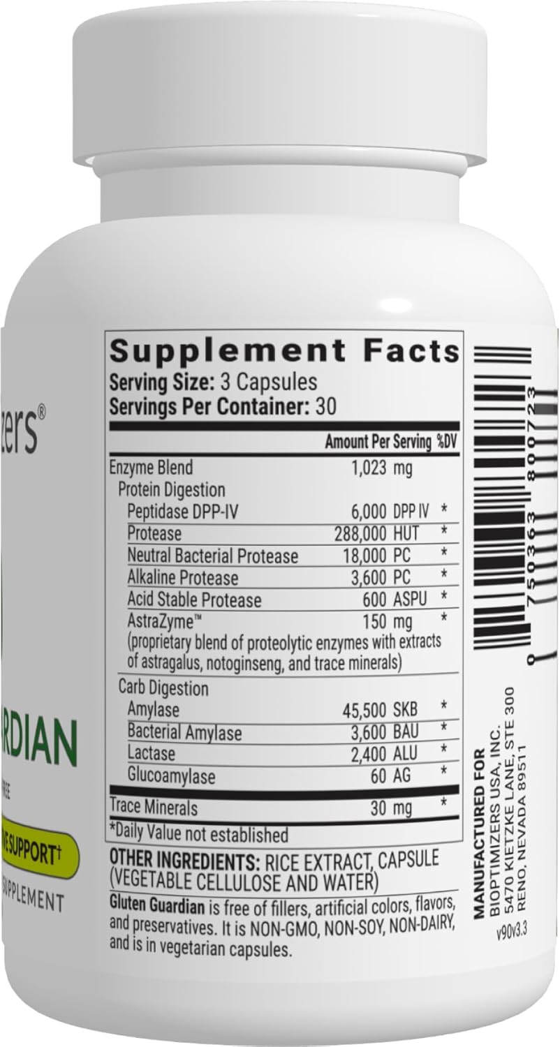 Gluten Guardian 3.0 - Enzyme Supplement With Dpp-Iv To Support Gluten Digestion  May Help Prevent Bloating, Gas, And Indigestion, 90 Capsules