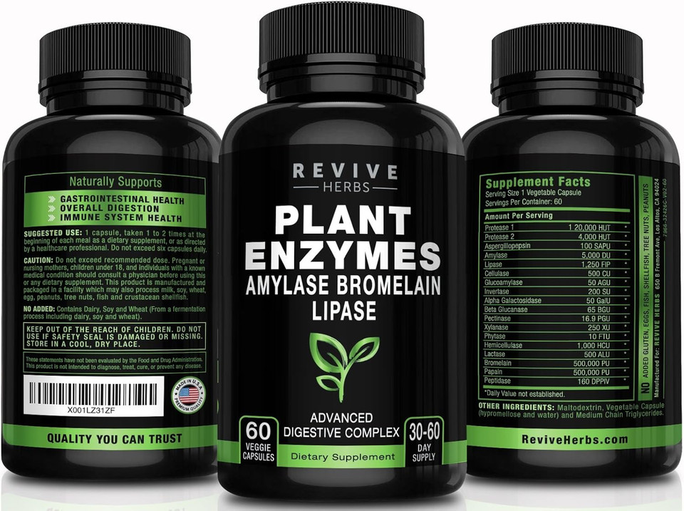 Advanced Plant-Based Digestive Enzymes: Boost Gut & Immune Health With Aspergillopepsin, Amylase, Bromelain & More For Bloating Relief & Overall Digestion