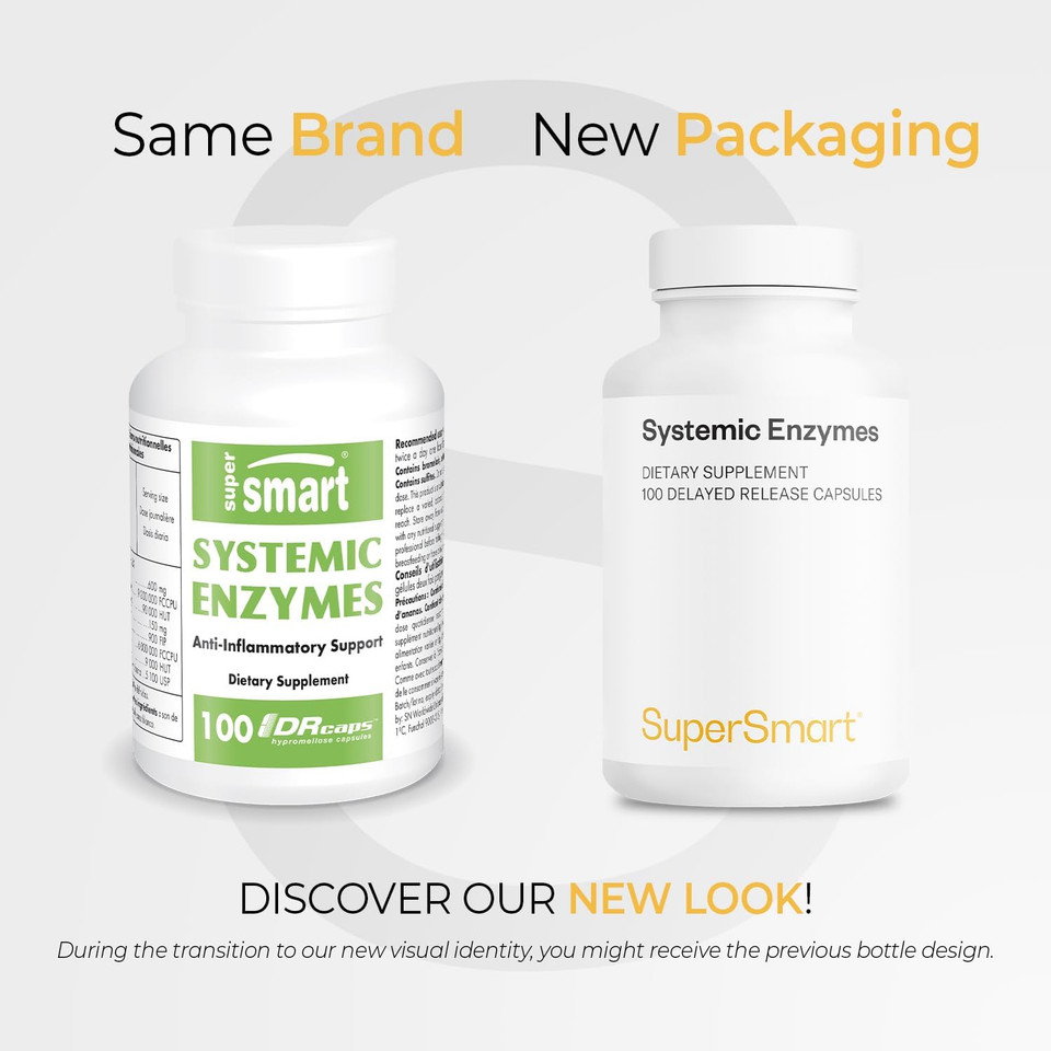 Supersmart Systemic Enzymes (High Potency) - With Bromelain, Protease, Lipase, Trypsin, Chymotrypsin, Peptidase, Pancreatin - Proteolytic Enzymes Complex | Non-Gmo & Gluten Free - 100 Dr Capsules