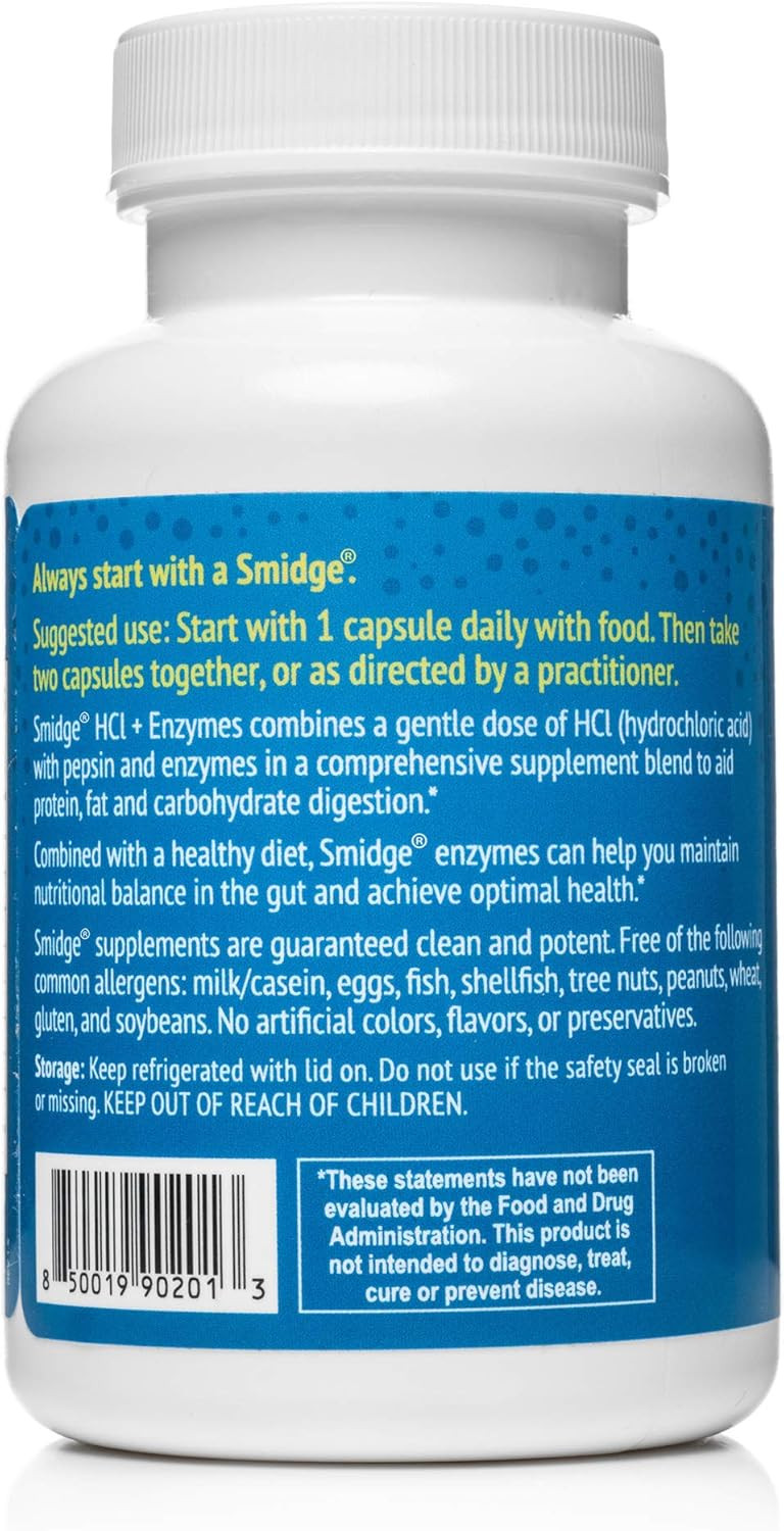 Smidge Hcl + Enzymes  Digestion  120 Capsules