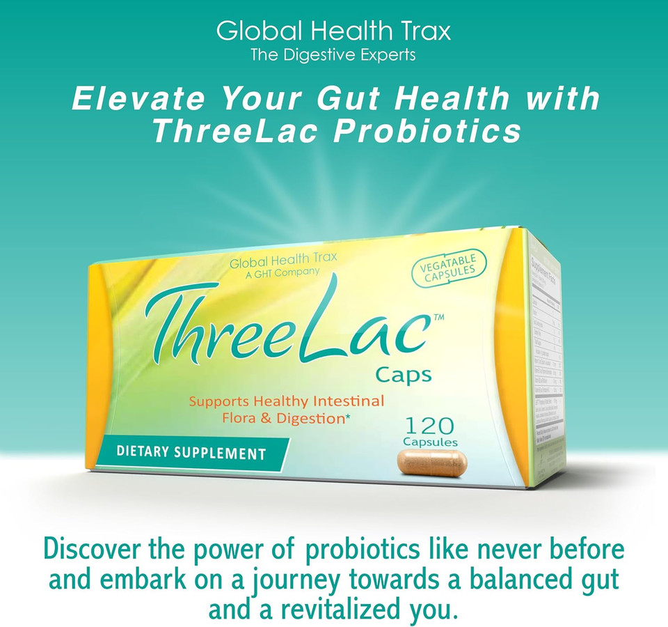 Global Health Trax Ght - Threelac Probiotic Capsules, 120 Count - Comprehensive Digestive Support For Men, Women, And Children - Immune System And Gut Balance, Non-Gmo