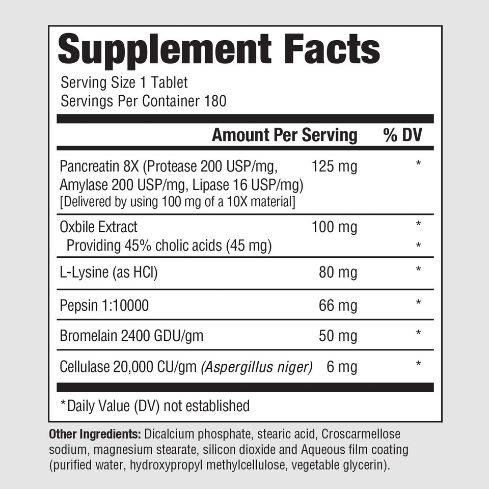 Pureformulas Complete Enzyme | Pancreatic Enzymes 1000Mg (Full Strength) | Pancreatin Digestion Supplement With Protease, Amylase & Lipase | Digestive Support | Dairy, And Soy Free 180 Tablets