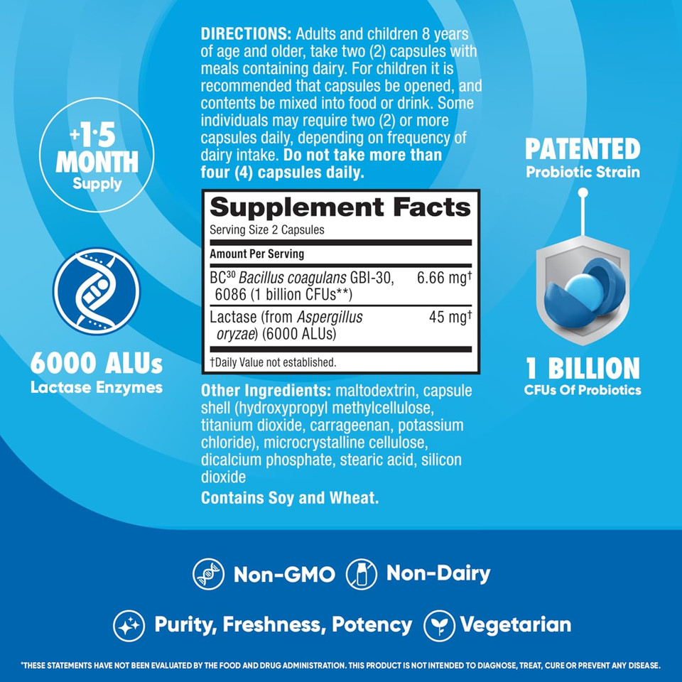 Digestive Advantage Lactose Defense Capsules (96 Count In A Box), Helps Breaks Down Lactose And Defend Against Digestive Upset, Supports Digestive And Immune Health, Cfus