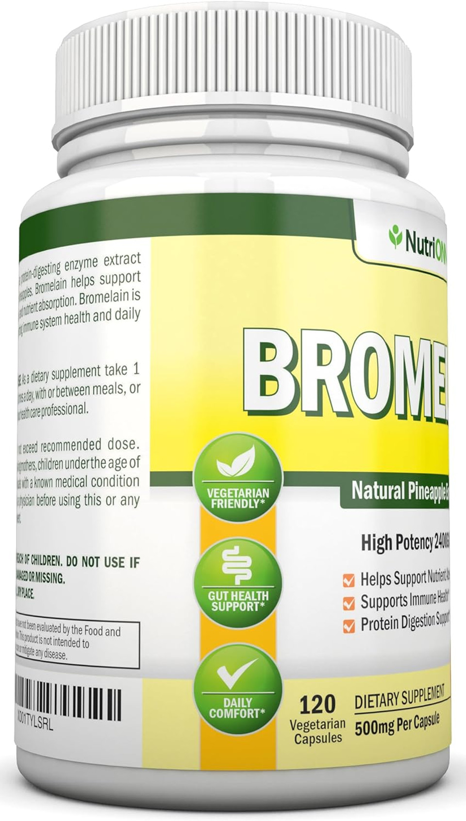 Bromelain - 500Mg - 2400 Gdu - 120 Vegetable Capsules - Pure Pineapple Enzyme Extract - Supports Digestion And Nutrient Absorption - Great For Immune Health