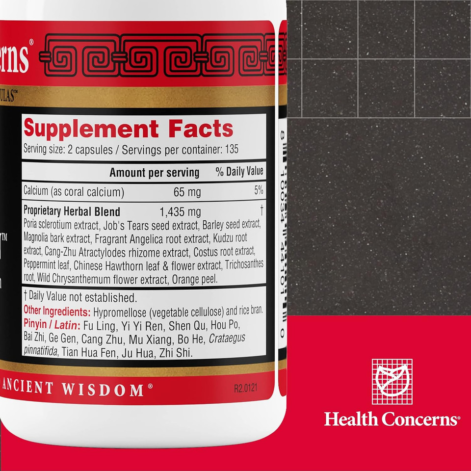 Health Concerns Quiet Digestion  Digestive Support For Upset Stomach, Gas, & Bloating  Herbal Chinese Formula With Bao He Wan  Supplement With Poria, Barley, & Mangolia Bark - 270 Capsules