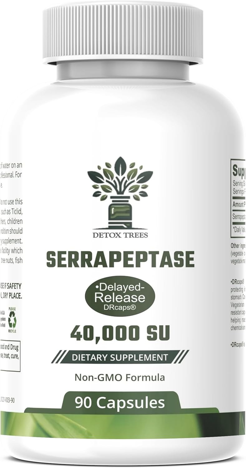 Serrapeptase Supplement - All-Natural, Non-Gmo, Gluten Free Serrapeptase 40000 Spu - Proteolytic Enzymes For Sinus, Respiratory And Joint Health, 100% Vegetarian - 90 Capsules