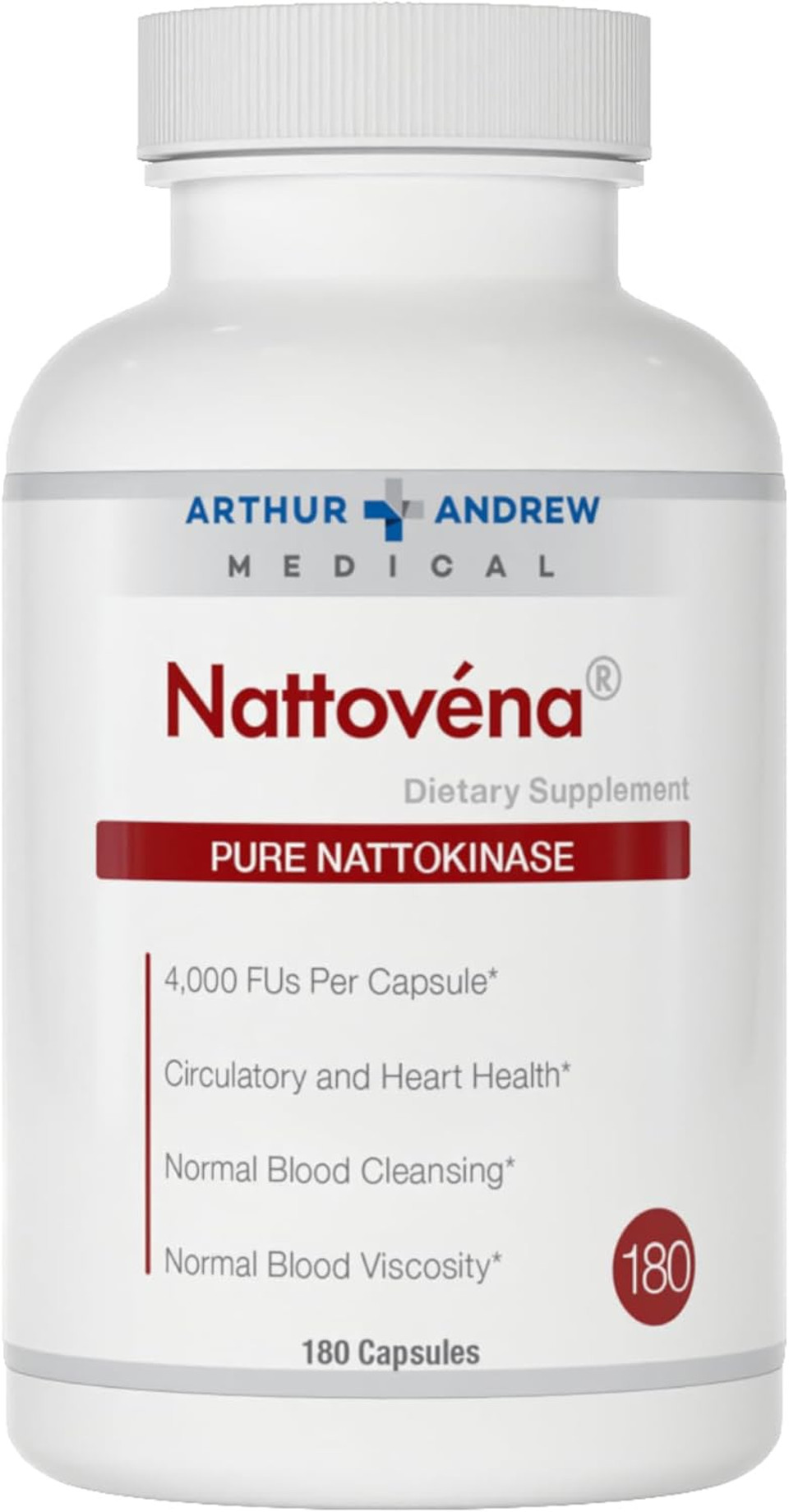 Arthur Andrew Medical, Nattovena, Pure Nattokinase Supplement, Double Strength 4,000 Fus Per Capsule, 90