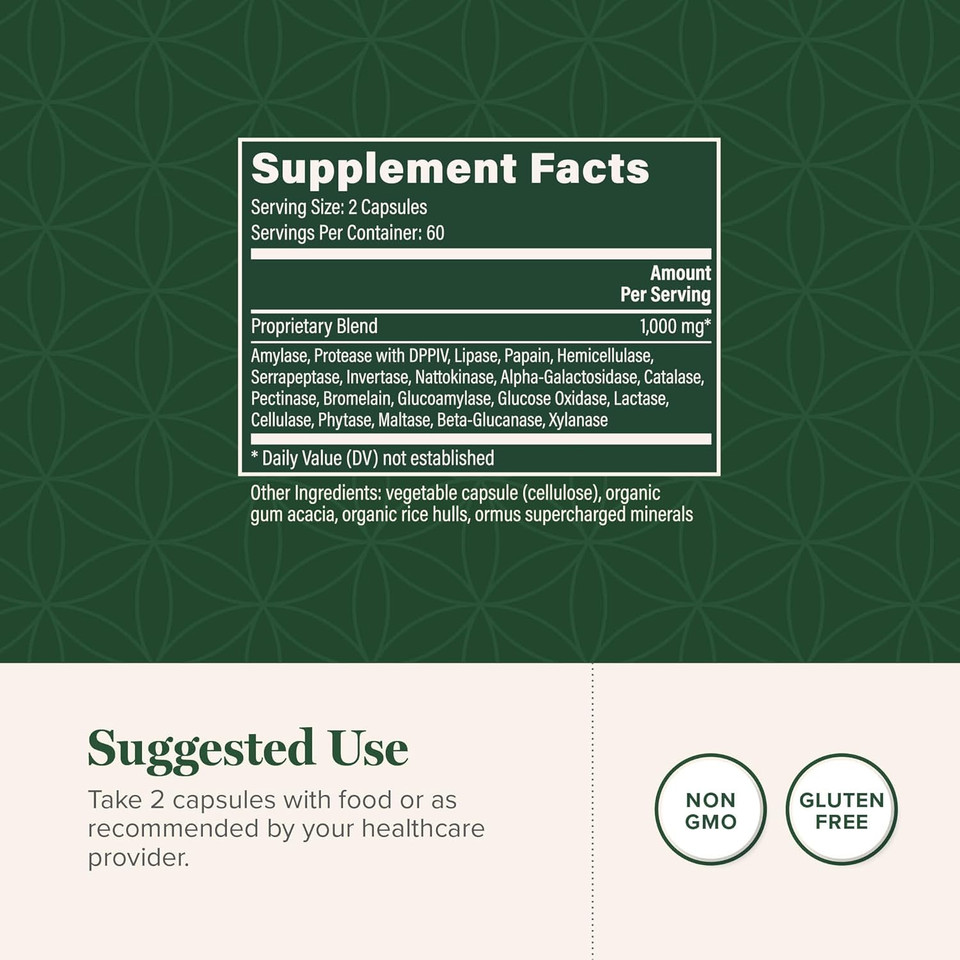 Global Healing - Ultimate Enzymes - Systemic & Digestive Enzymes Supplement For Healthy Digestion, Immune System Boost & Natural Gut Health, Digestive Enzyme For Women & Men, Lipase