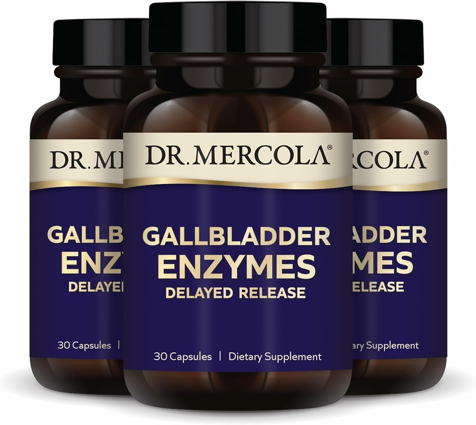 Dr. Mercola Gallbladder Enzymes - Gallbladder & Digestive Health Support - Includes Pancreatic Protease, Amylase & Lipase - Non-Gmo, Gluten-Free & Soy-Free - 90 Delayed Release Capsules (90 Servings)