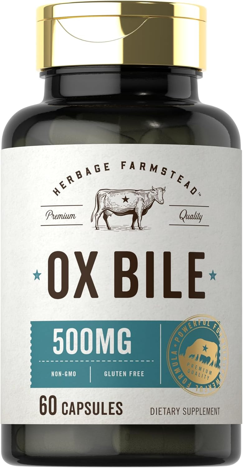 Carlyle Ox Bile Supplement 500 Mg | 60 Capsules | Digestive Enzymes | Non-Gmo & Gluten Free | By Herbage Farmstead