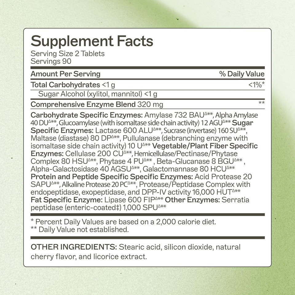 Amy Myers Md Digestive Enzymes Chewable  Complete Enzymes Support Leaky Gut, Acid Reflux, Gas, Bloating, Gluten Exposure  Amylase, Lipase, Lactase, Alkaline, Protease, Sucrase + More  180 Tablets