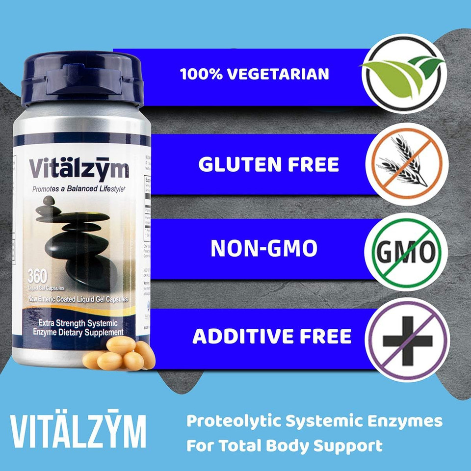 Proteolytic Systemic Enzymes Liquid Gel Capsules With Serrapeptase, Immune And Joint Support, Natural Ache Relief Plus Fertility Supplement (360 Capsules)