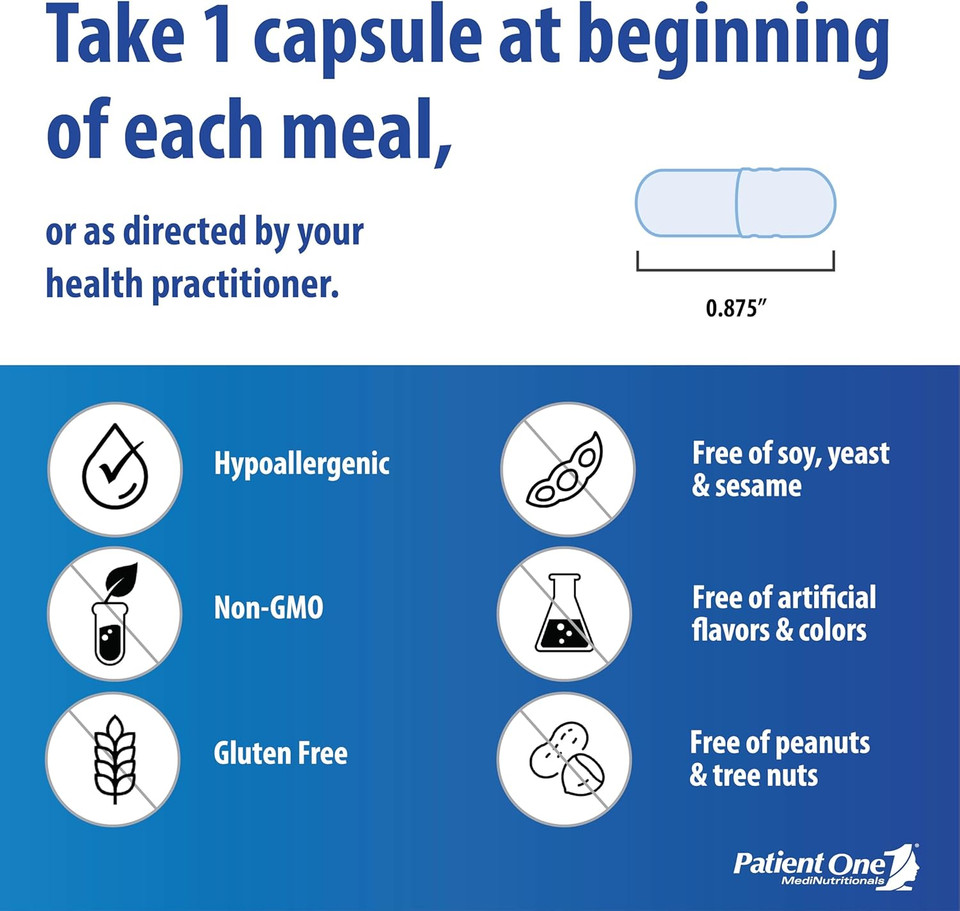 Patient One Digest-Plex | Supplement To Support Gastric Comfort And Food Metabolism* | With Betaine, Papain, Bromelain And Pepsin | 120 Capsules