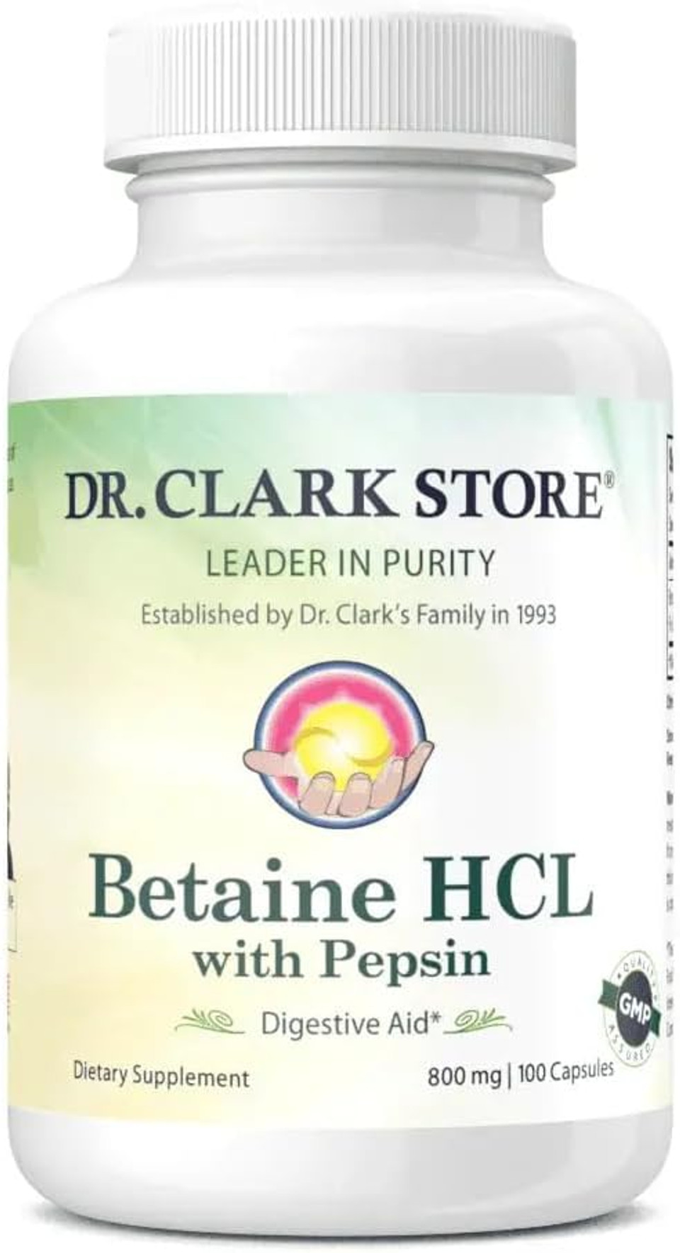 Dr. Clark Betaine Hcl Supplement With Pepsin, 800Mg, 100 Gelatin Capsules