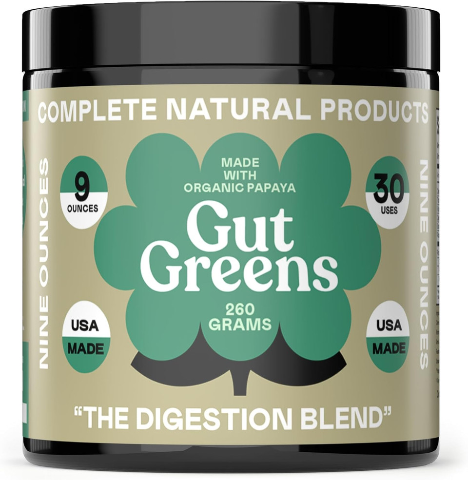 Gut Greens Superfood Powder Formula Supplement - Amazing Raw Digestive Enzyme Supplements Grass Mix, 9Oz, 30 Servings