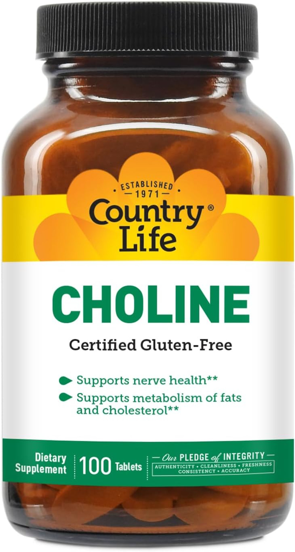 Country Life Choline 266Mg, Certified Gluten Free, Certified Vegan, Certified Halal - 100 Tablets Country Life Choline 266Mg, Certified Gluten Free, Certified Vegan, Certified Halal - 100 Tablets
