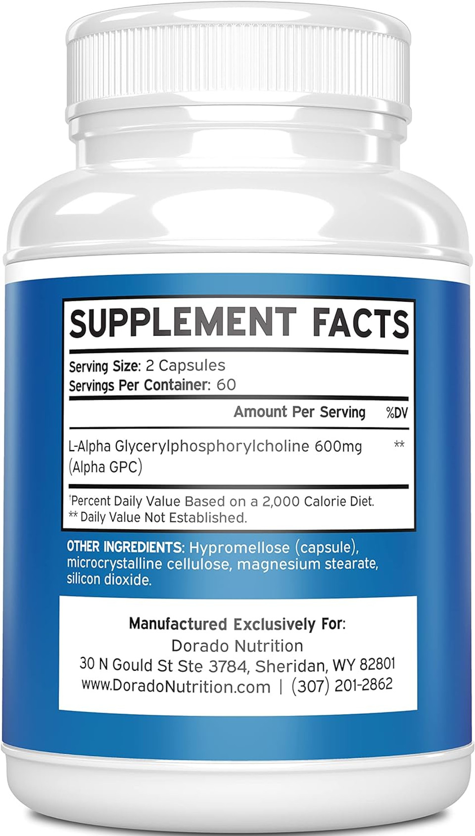Alpha Gpc Choline Capsules - 120 Count, 600Mg Servings (Brain Support Aid That Supports Focus, Memory, Motivation, & Energy (Third Party Tested, Vegan Safe Made In The Usa) Brain Support Supplement
