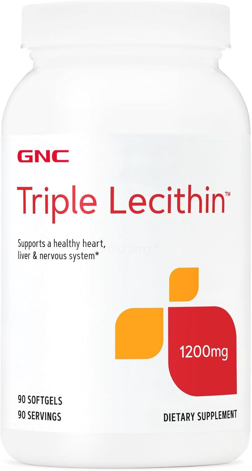 Gnc Triple Lecithin 1200Mg Supplement, Supports A Healthy Heart, Liver And Nervous System, 90 Servings