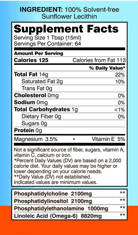 100% All Natural Sunflower Lecithin Nongmo Gluten Free (Gal)