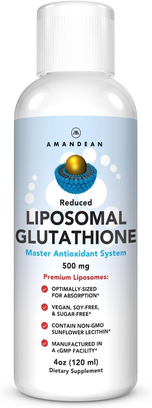 Amandean Liposomal Glutathione Supplement. Liquid Reduced Setria 500Mg. Immune Support, Brain Health, Liver Detox, Skin Health. Phosphatidylcholine From Non-Gmo Sunflower Lecithin. Soy-Free & Vegan