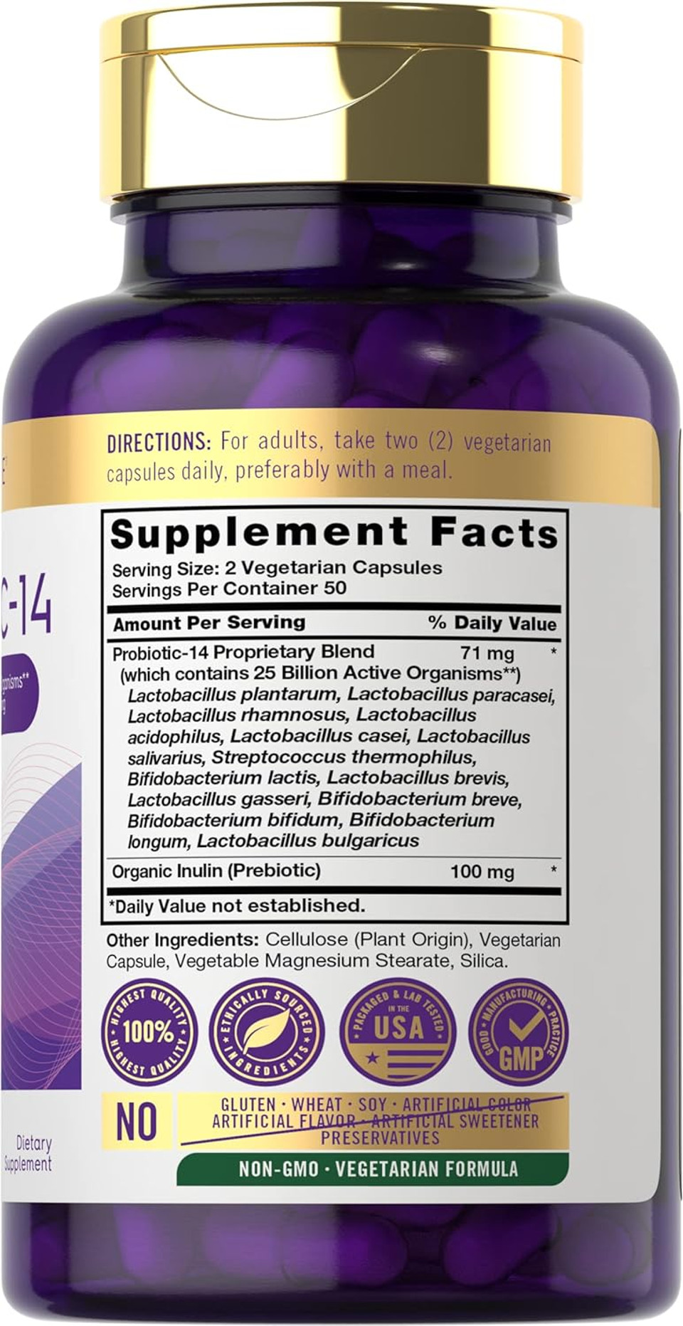Carlyle Probiotics For Men And Women | 25 Billion Cfu | With Prebiotics | 100 Capsules | Vegetarian, Non-Gmo, & Gluten Free Supplement Carlyle Probiotics For Men And Women | 25 Billion Cfu | With Prebiotics | 100 Capsules | Vegetarian, Non-Gmo, & Gluten Free Supplement