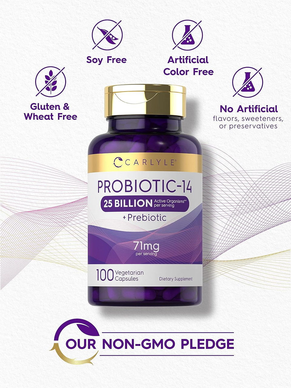 Carlyle Probiotics For Men And Women | 25 Billion Cfu | With Prebiotics | 100 Capsules | Vegetarian, Non-Gmo, & Gluten Free Supplement Carlyle Probiotics For Men And Women | 25 Billion Cfu | With Prebiotics | 100 Capsules | Vegetarian, Non-Gmo, & Gluten Free Supplement