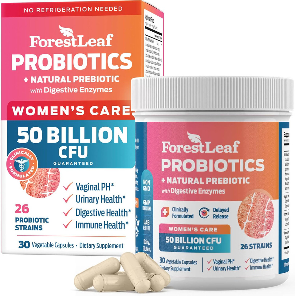 Probiotics For Women, 50 Billion Cfu, 26 Unique Strains, Women'S Probiotic And Prebiotics Support Digestive Health, W/Cranberry, Hibiscus & D-Mannose For Vaginal Ph Balance, Urinary, Gut (30 Caps)
