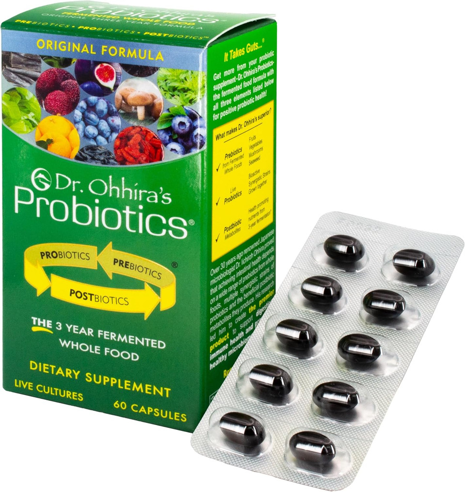 Dr. OhhiraS Probiotics Original Formula With 3 Year Fermented Prebiotics, Live Active Probiotics And The Only Product With Postbiotic Metabolites, 60 Capsules