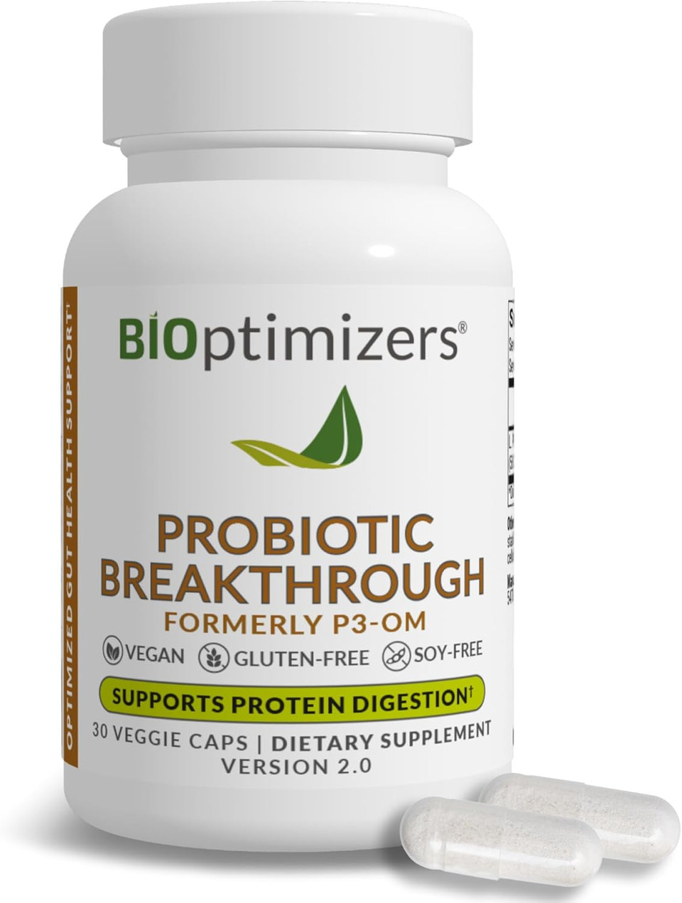 Bioptimizers Probiotic Breakthrough  Lactobacillus Plantarum Om Probiotics & Prebiotics Health Supplement For Gut, Digestive & Immune Support Probiotics For Women Men Elderly 60 Vegan Capsules