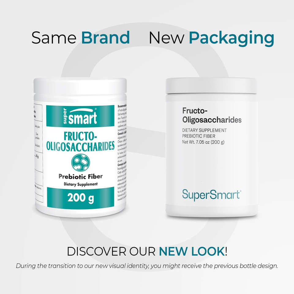 Supersmart - Fructo Oligosaccharides Powder (Prebiotics Fos) - Oligofructose Inulin - Fiber Supplement - Intestinal Flora & Gut Health - Digestive Support | Non-Gmo & Gluten Free - 200 G