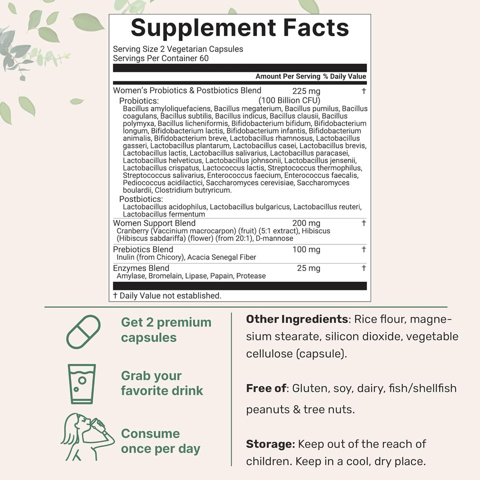 Micro Ingredients WomenS Probiotics 100 Billion Cfu, 120 Veggie Capsules | 40 Strains With Cranberry, D-Mannose, Prebiotics & More | Synbiotic & Enzyme Complex | Supports Vaginal Flora & Gut Health Micro Ingredients WomenS Probiotics 100 Billion Cfu, 120 Veggie Capsules | 40 Strains With Cranberry, D-Mannose, Prebiotics & More | Synbiotic & Enzyme Complex | Supports Vaginal Flora & Gut Health