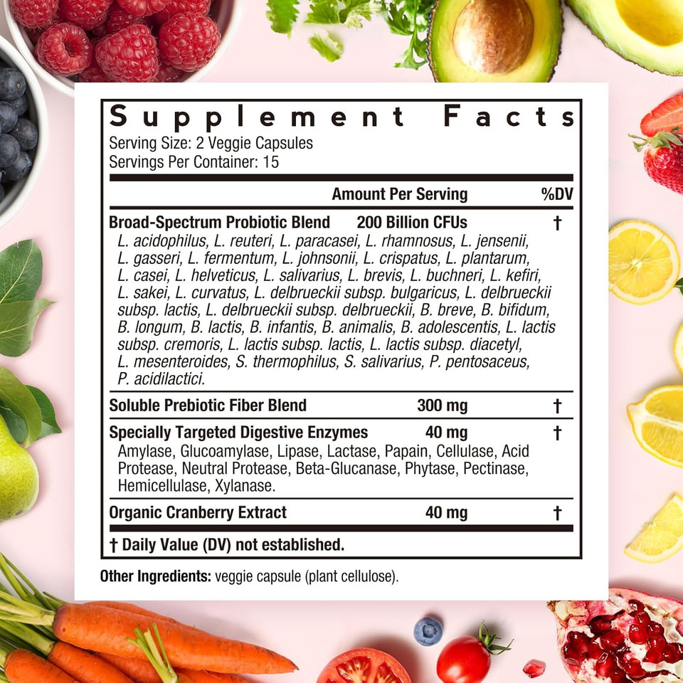 Doctor'S Recipes Probiotics For Women, 100 Billion Cfu 32 Strains, With Prebiotic Fiber, Enzymes & Cranberry, Vaginal Urinary Digestive & Immune, No Yeast, Shelf Stable, Delayed Release, 30 Caps