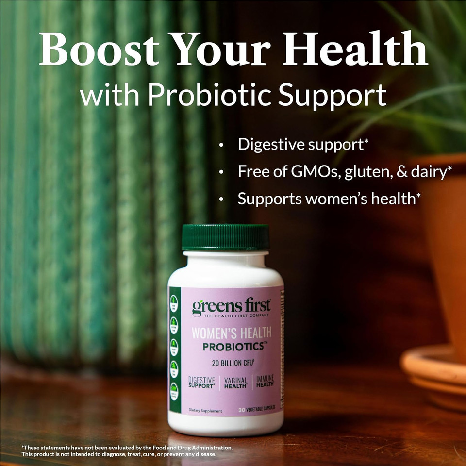 Greens First WomenS Health Probiotics - Probiotic For Ph Balance - 20 Billion Cfu - Support For Digestive, Immune & Vaginal Health Non-Gmo/Gluten-Free/Dairy-Free/Soy-Free (30 Vegetable Capsules)