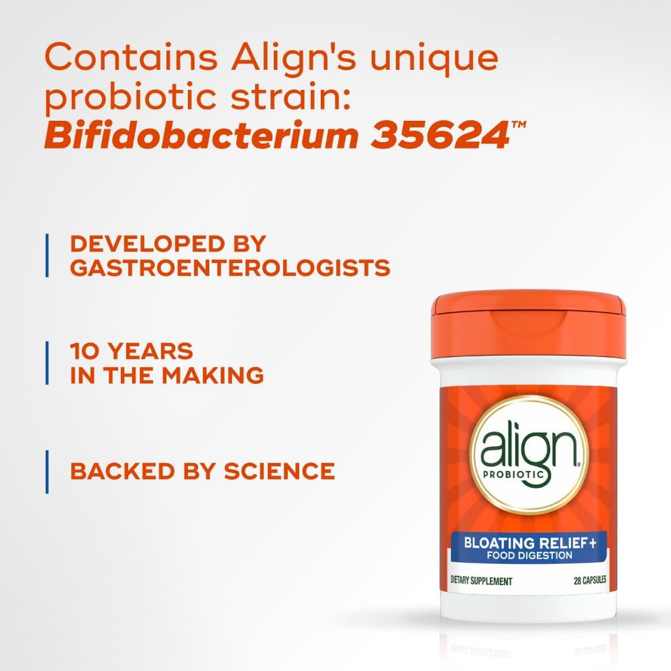 Align Probiotic Bloating Relief + Food Digestion, Probiotics For Women And Men, #1 Doctor Recommended Brand, Promotes Digestive Health And Helps Support The Metabolism Of Food*, 28 Capsules
