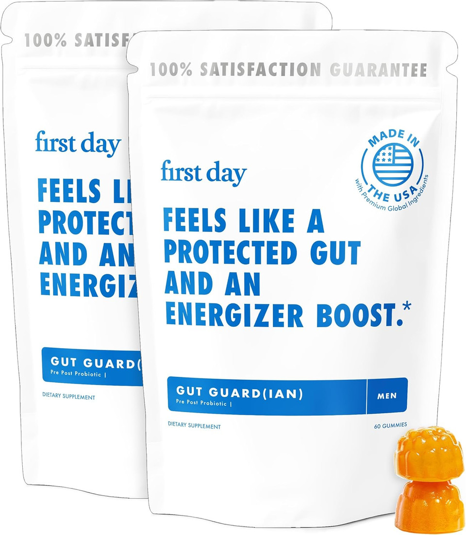 First Day 3 In 1 Probiotics For Men - Prebiotic, Probiotic & Postbiotic Supplement  Mens Probiotic For Digestive Health, Oral Health, Immune Function, Energy, Gut Health For Men  30-Day Supply