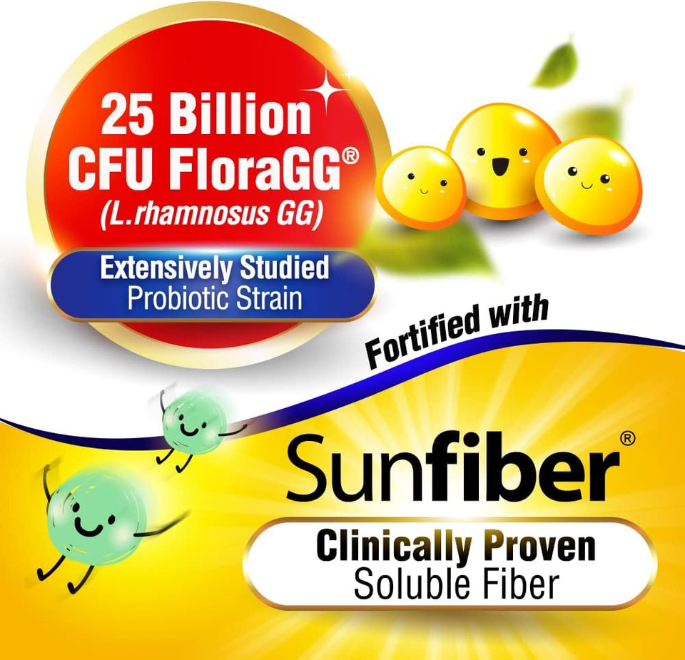 Labo Nutrition Floragg, Lactobacillus Rhamnosus Gg 25 Billion Cfu Active Probiotics & Sunfiber Prebiotic Fiber Supplement, Support Healthy Intestinal, Immune Health| Delayed Release & Gluten Free 60S