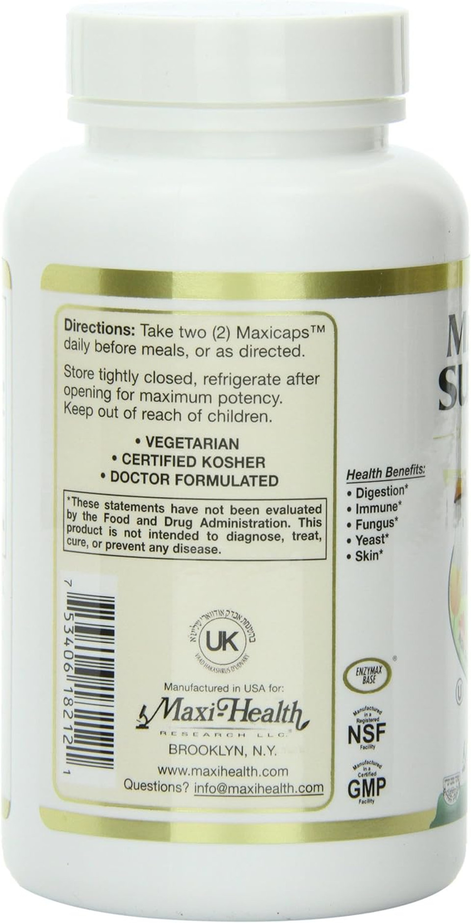 Maxi-Health 7M Supreme High Potency Probiotic Acidophilus Formula, 60 Count