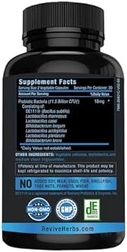 Advanced Probiotic With De111 Strain (Bacillus Subtilis). Spore Forming Probiotic. No Refrigeration Needed. 11.5 Billion Organisms. Probiotics For Women And Men. 60 Vegetable Capsules